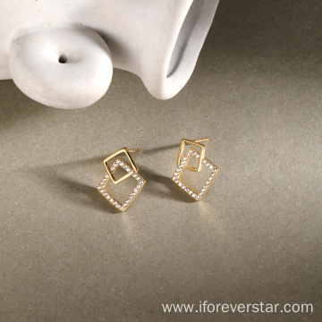 Silver 925 Square Earrings Big Statement Earrings